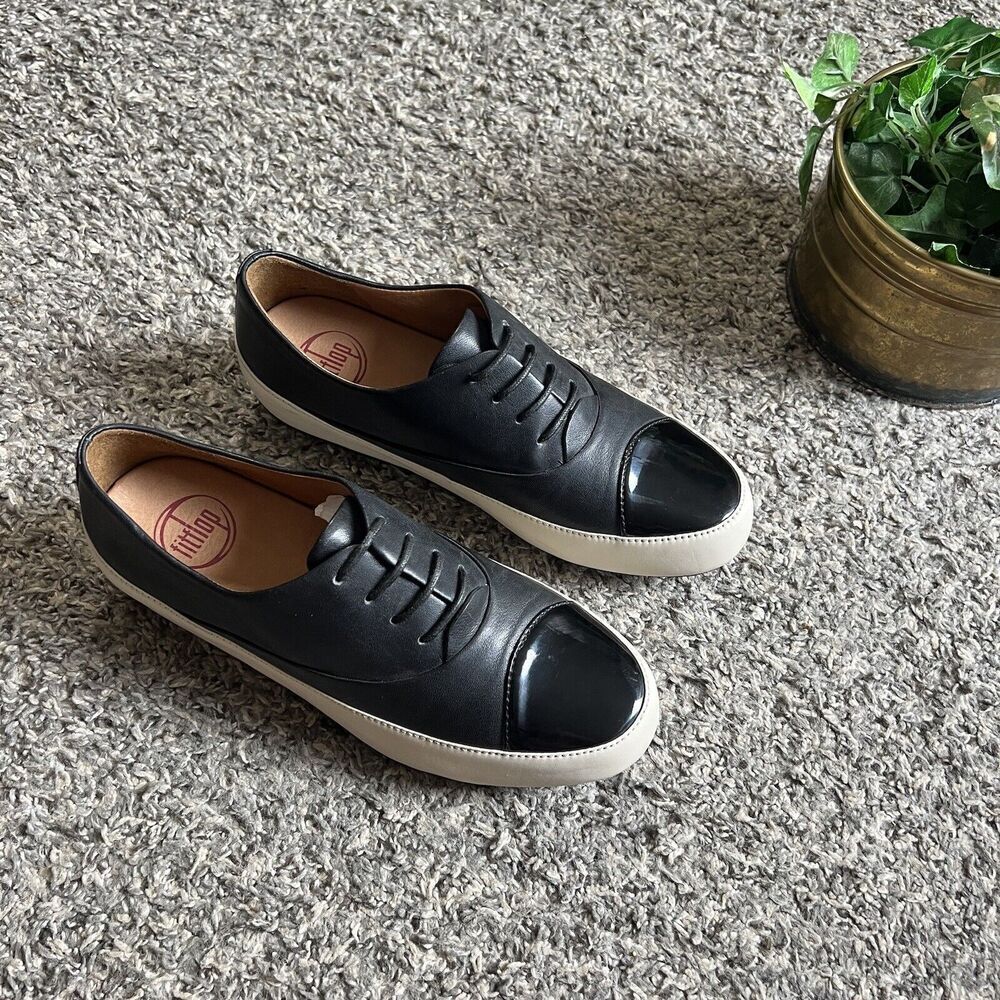 FitFlop Due Lace Up Platform Oxford Womens EU 36 US 5 Black Casual Comfort Shoe